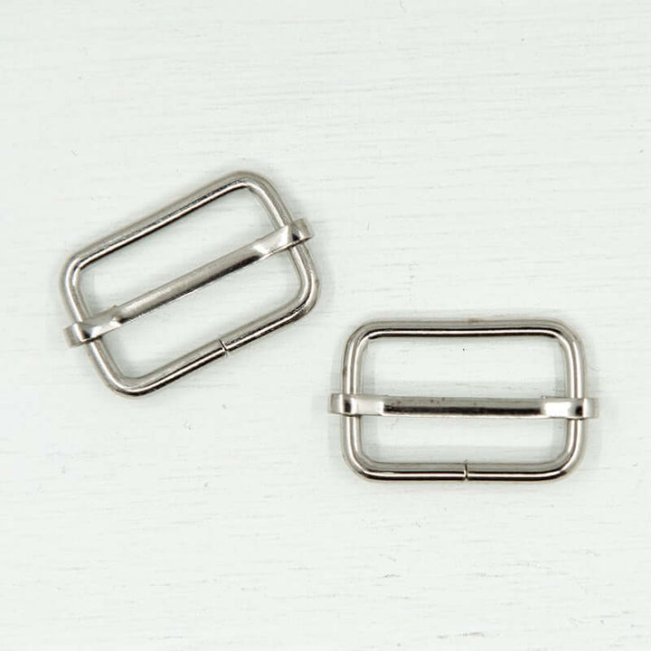 2 x  metal strap slider buckle for bag making and belts. 25/32/38 mm.