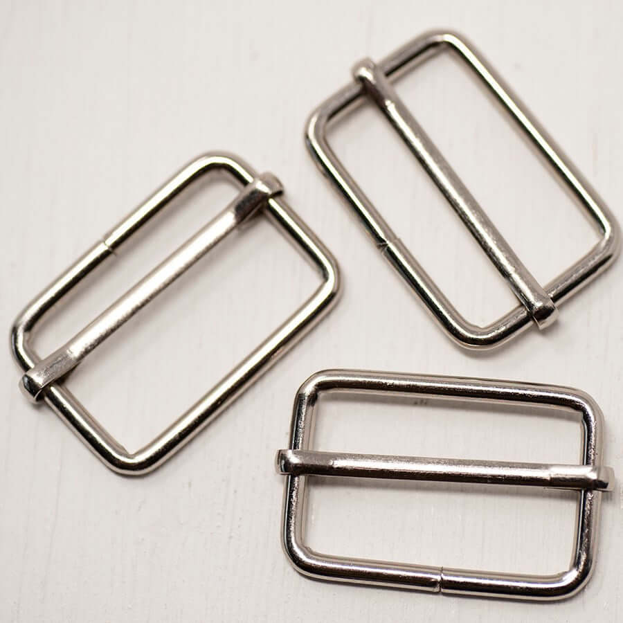 2 x  metal strap slider buckle for bag making and belts. 25/32/38 mm.