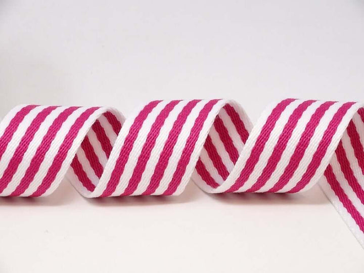 Bertie's bows 38mm striped, rainbow bag strapping/webbing: various colours. Per metre.