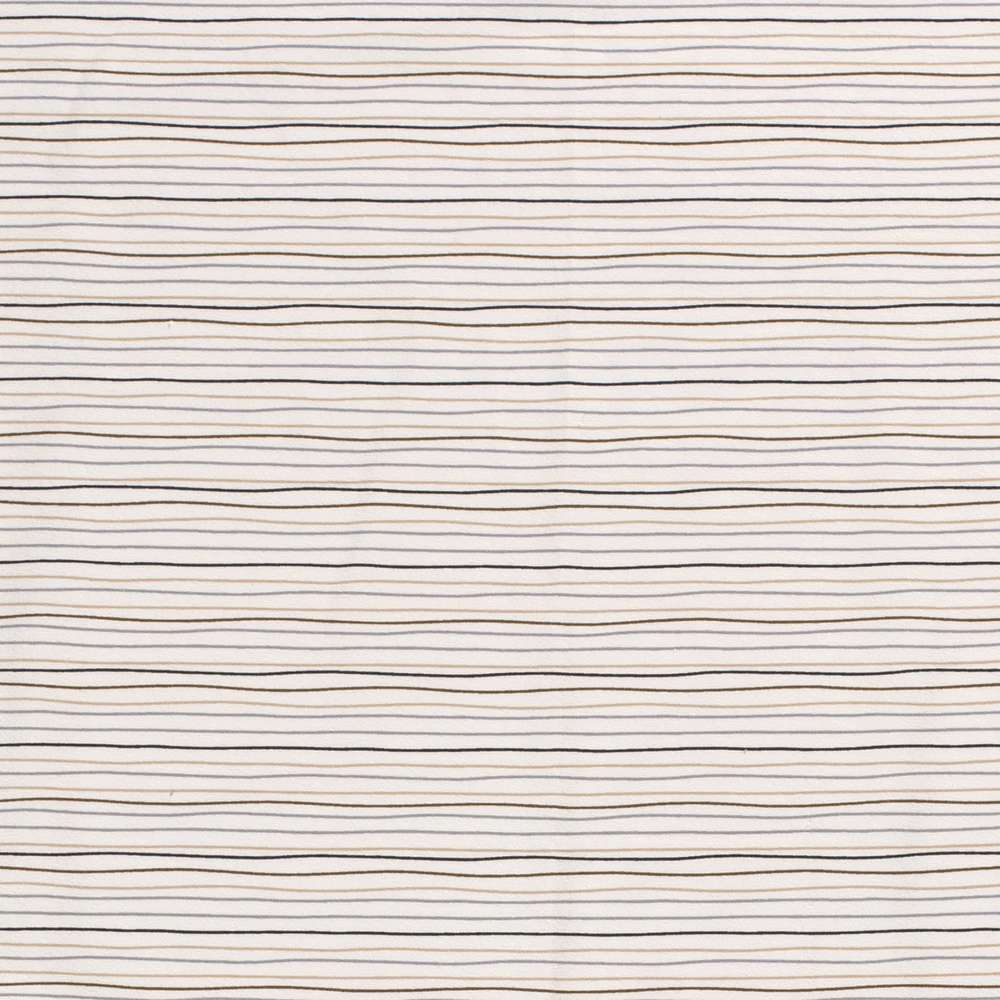 Tricot wavy striped stretch cotton jersey knit fabric, by the half metre. Natural.