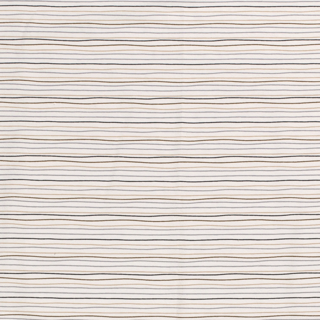 Tricot wavy striped stretch cotton jersey knit fabric, by the half metre. Natural.