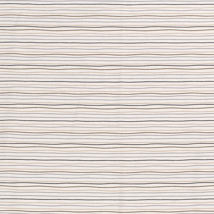 Tricot wavy striped stretch cotton jersey knit fabric, by the half metre. Natural.