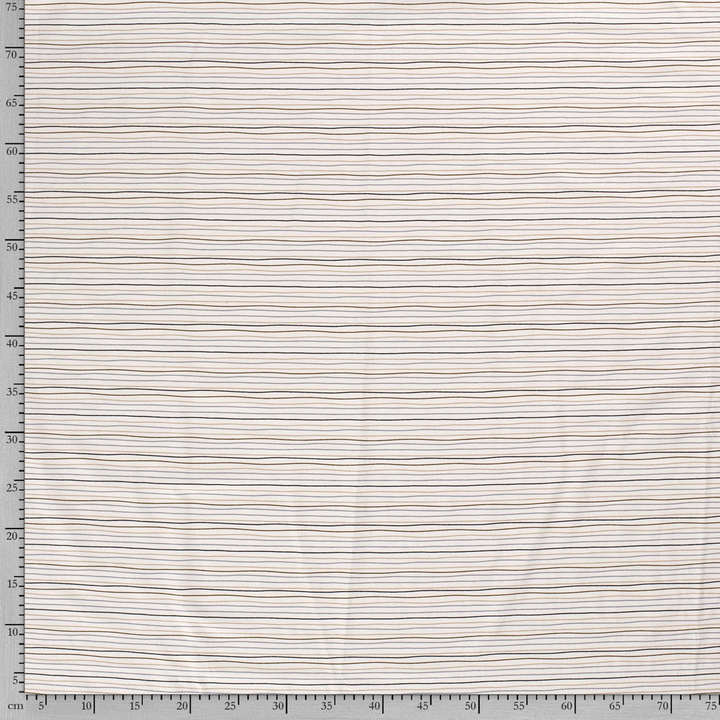 Tricot wavy striped stretch cotton jersey knit fabric, by the half metre. Natural.