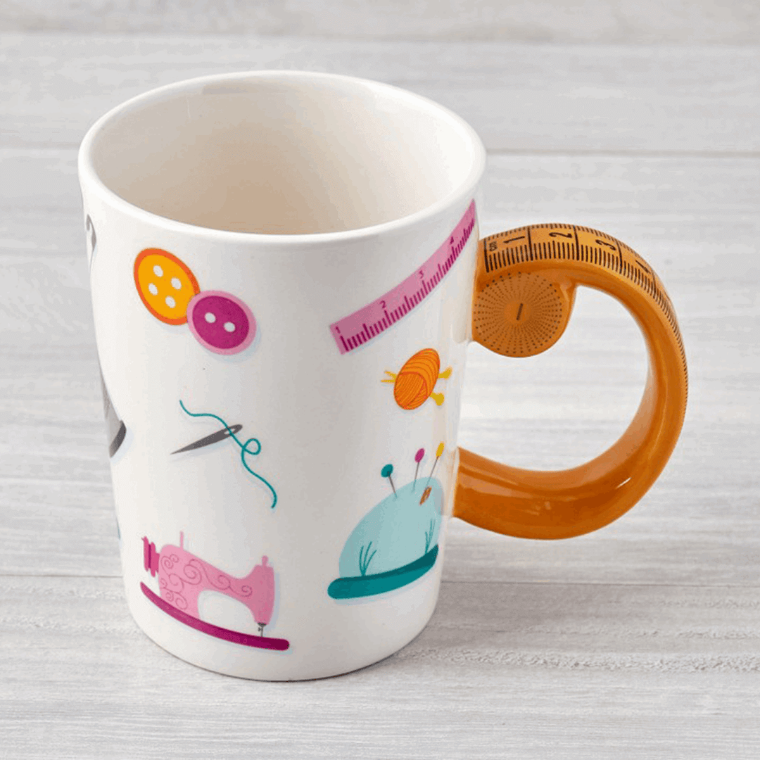 Tape Measure Handle Novelty Haberdashers Mug Sewing Cup Drink Gift